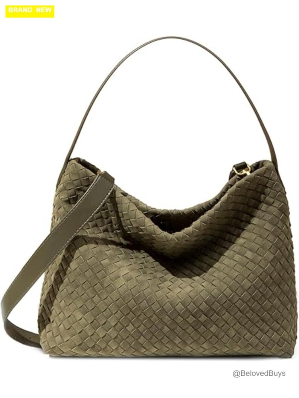Faux Suede Woven Hobo Handbag Slouchy Shoulder Crossbody Purse